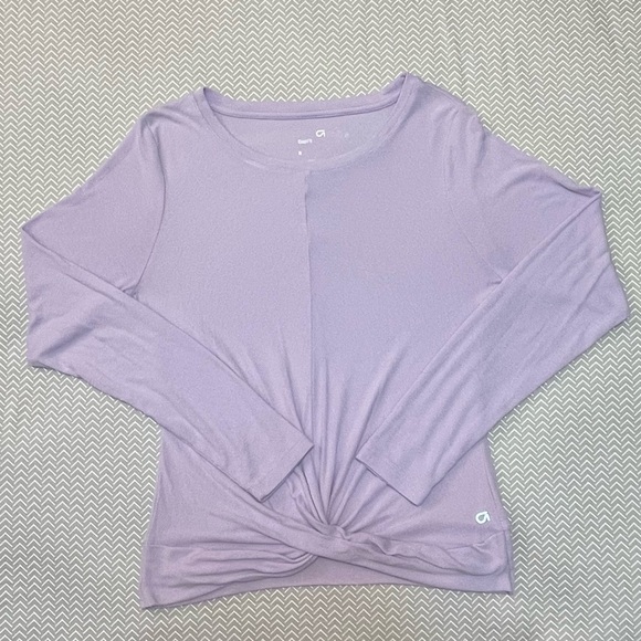 GapFit Lavender Ribbed Long Sleeve Twist Front‎ Active Tee - Picture 2 of 5
